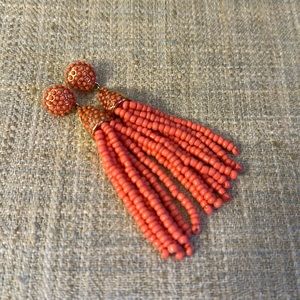 SugarFix Coral and Gold Tassel Earrings